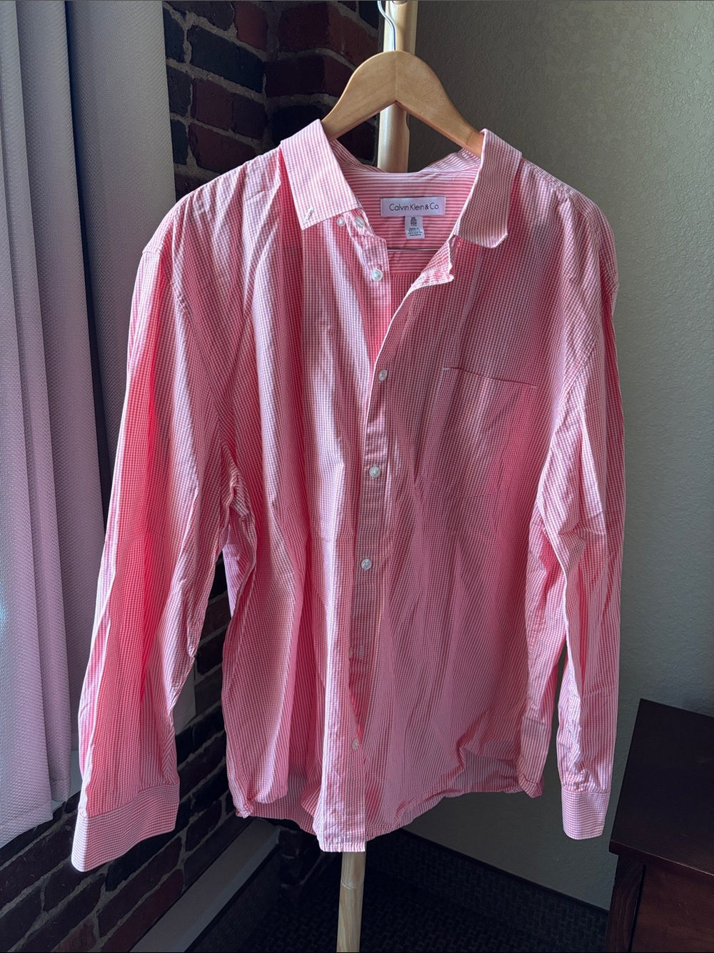 Calvin Klein Men's Pink Striped Dress Shirt Size XXL